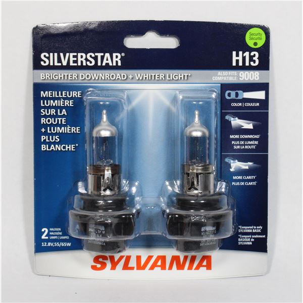 NEW SET OF SYLVANIA SILVERSTAR H13 HEADLIGHTS