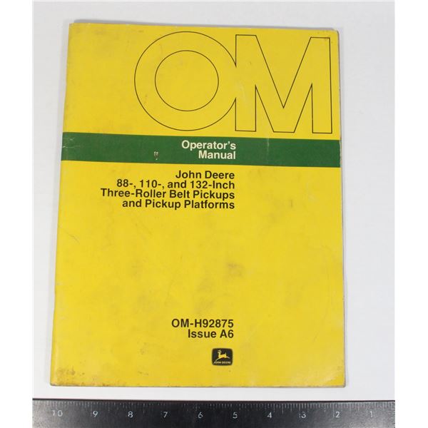 88-110, 132 INCH THREE ROLLER BELT PICKUPS MANUAL