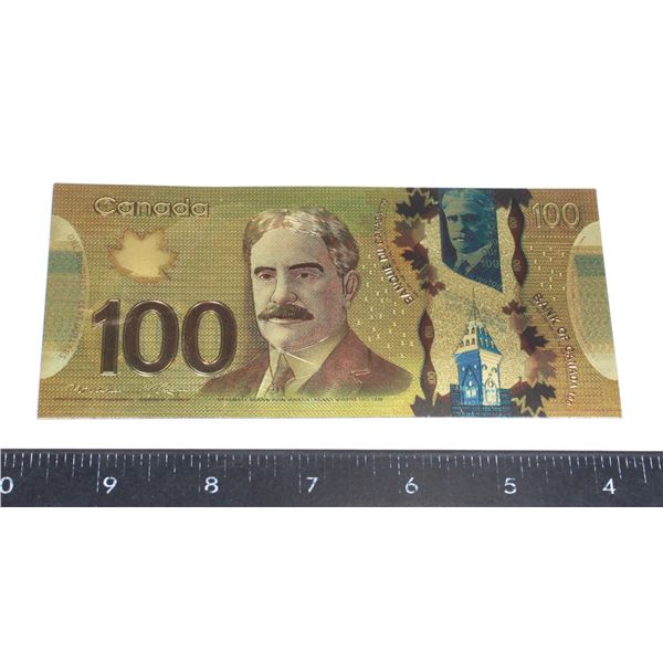 NOVELTY 24K GOLD PLATED 100 DOLLAR BILL