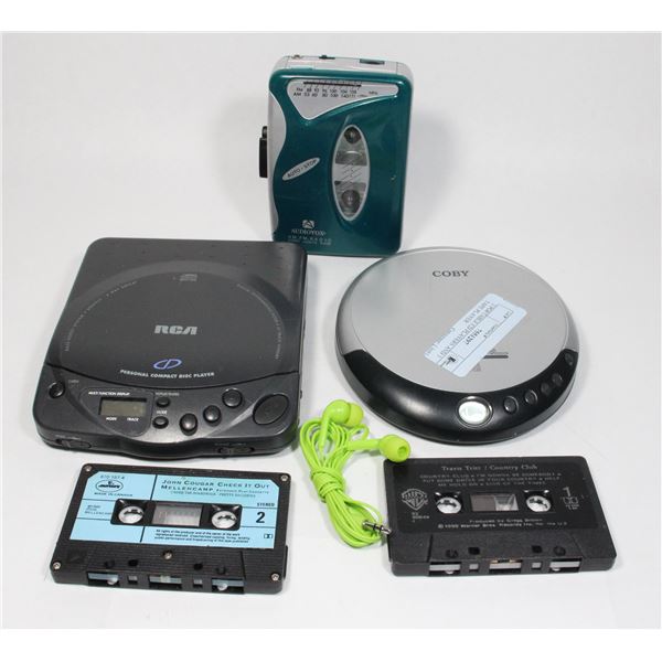 2 PORTABLE CD PLAYERS AND 1 TAPE PLAYER