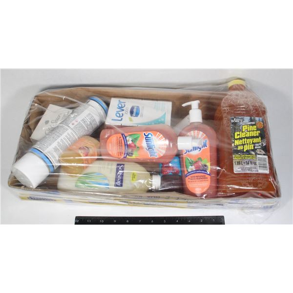 LARGE LOT OF SOAP AND HOME CLEANING SUPPLIES