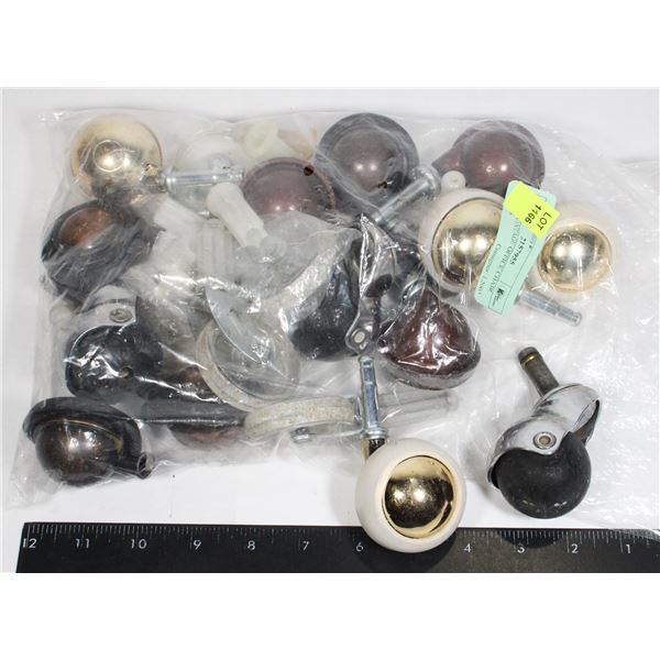 LOT OF VINTAGE OFFICE CHAIR WHEELS