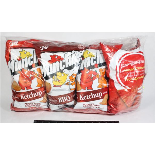 3 BAGS OF MUNCHIE CHIPS 200G EACH AND ONE