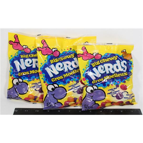 3 BAGS OF BIG CHEWY NERDS