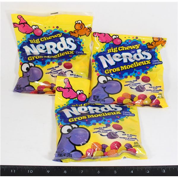 3 BAGS OF BIG CHEWY NERDS