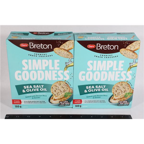 TWO BOXES BRETON SIMPLE GOODNESS SNACK CRACKERS