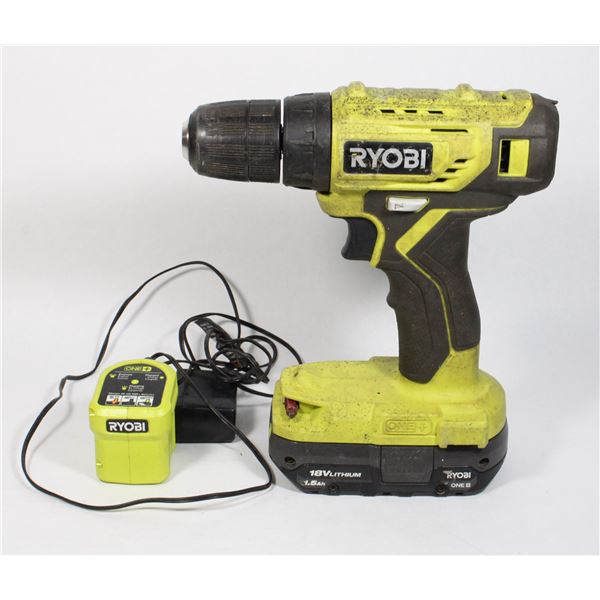 RYOBI DRILL WITH CHARGER AND BATTERY