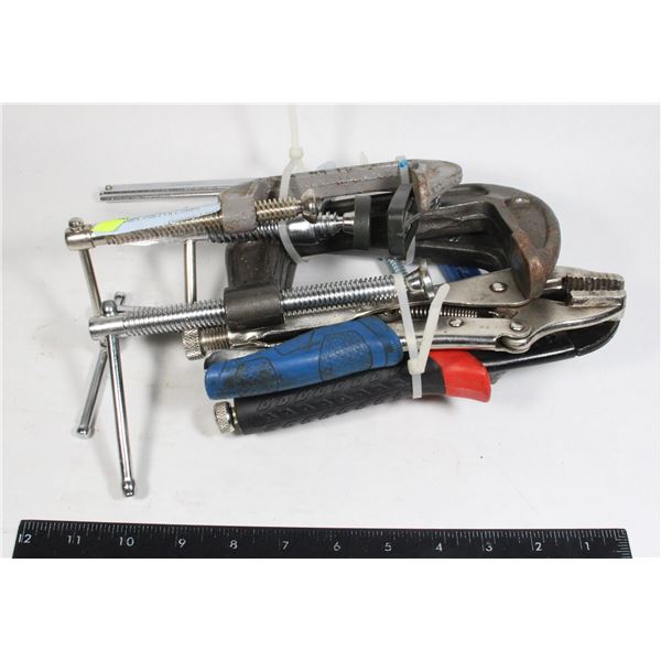 5 CLAMPS AND 2 VICE GRIPS