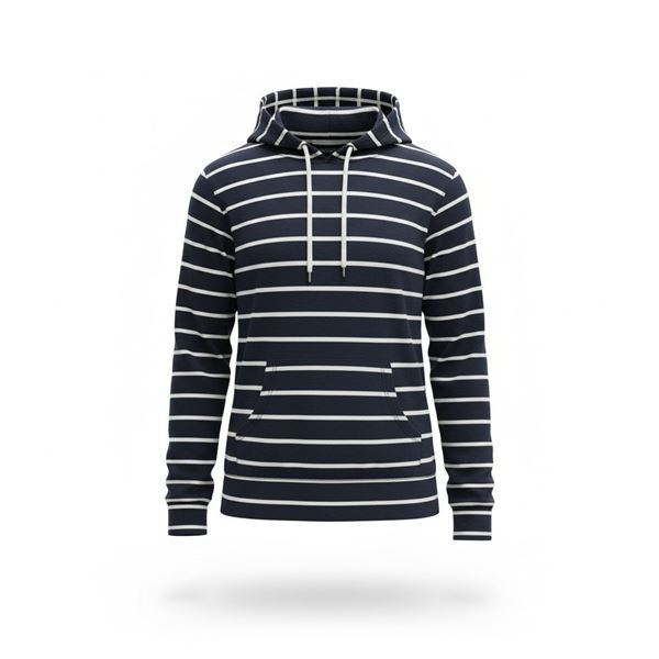 #88 NEW  ALL DAY NAVY STRIPED HOODED SHIRT MEDIUM