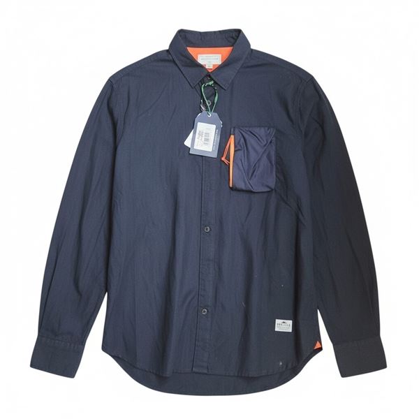 #83 NWT PENFIELD CASUAL BUTTON UP NAVY ORANGE