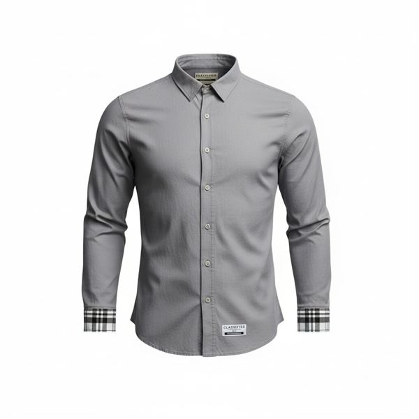 #82 NEW CLASSIFIED GREY CASUAL BUTTON UP