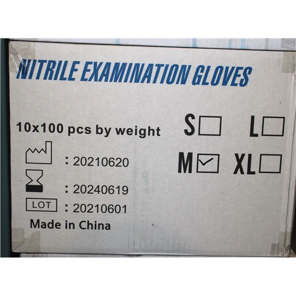 NEW CASE OF NITRILE EXAMINATION GLOVES SIZE MEDIUM
