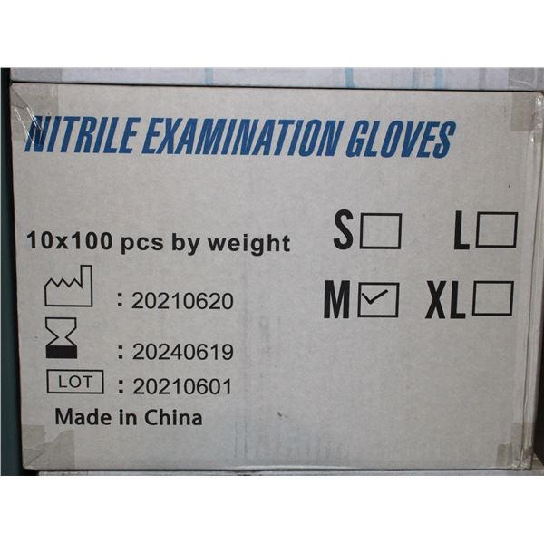 NEW CASE OF NITRILE EXAMINATION GLOVES SIZE MEDIUM