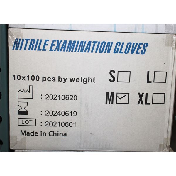NEW CASE OF NITRILE EXAMINATION GLOVES SIZE MEDIUM
