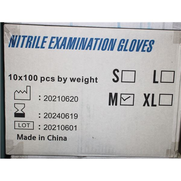 NEW CASE OF NITRILE EXAMINATION GLOVES SIZE MEDIUM