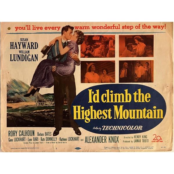 I'd Climb the Highest Mountain original 1951 Vintage Lobby Card set of 8
