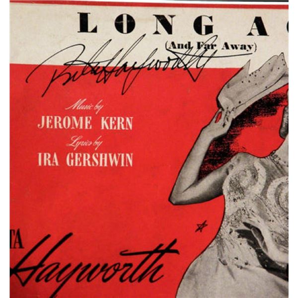 Framed Rita Hayworth signed sheet music