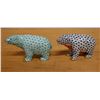 Image 1 : Qty 2 Herend Hungary Bear Figurines w/ Fishnet Pattern & Gold Accents 4.5" x 2.5"H