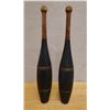 Image 1 : Qty 2 Vintage Indian Clubs or Juggling Pins 3.5" Dia, 20.5"H