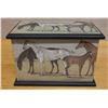Image 1 : Wooden Box w/ Equestrian-Themed Motif 10" x 6" x 7"H