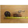 Image 10 : Man Riding Horse Metal Sculpture Made of Hardware & Horseshoe Ornament w/ Horse's Head, Misc Sizes