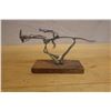 Image 5 : Man Riding Horse Metal Sculpture Made of Hardware & Horseshoe Ornament w/ Horse's Head, Misc Sizes