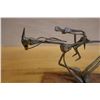 Image 6 : Man Riding Horse Metal Sculpture Made of Hardware & Horseshoe Ornament w/ Horse's Head, Misc Sizes
