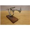 Image 7 : Man Riding Horse Metal Sculpture Made of Hardware & Horseshoe Ornament w/ Horse's Head, Misc Sizes