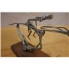 Image 8 : Man Riding Horse Metal Sculpture Made of Hardware & Horseshoe Ornament w/ Horse's Head, Misc Sizes
