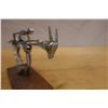 Image 9 : Man Riding Horse Metal Sculpture Made of Hardware & Horseshoe Ornament w/ Horse's Head, Misc Sizes