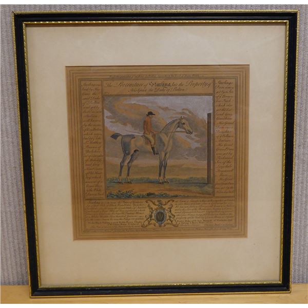 Vintage Colored Line Engraving The Portraiture of Starling 18" x 19", Framed