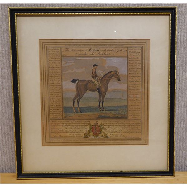 Vintage Colored Line Engraving The Portraiture of Carlisle 18" x 19", Framed