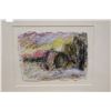 Image 2 : Abstract Artwork by Artist E.V. Hon (?) w/ Noelani Gallery Sticker 16" x 14", Framed & Matted