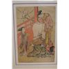 Image 2 : Courtesan Shaving the Head of Lucky God Artwork 14" x 17", Framed & Matted