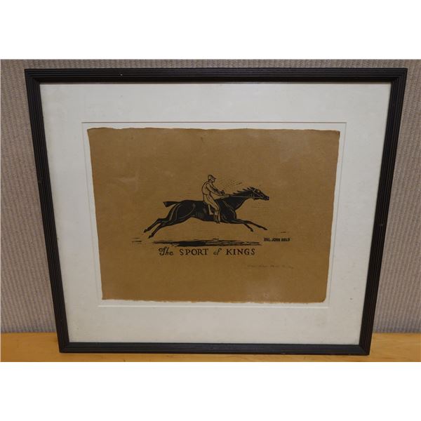The Sport of Kings Equestrian Racehorse Artwork by Eng. John Held 13" x 20", Framed & Matted