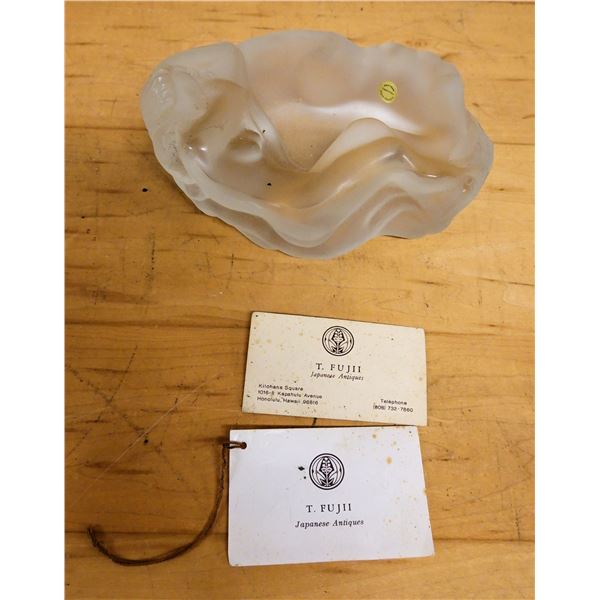Vintage Art Deco Style Frosted Glass Bowl w/ Reclining Female Figure by Czech It Out 8" x 5" x 2.5"H
