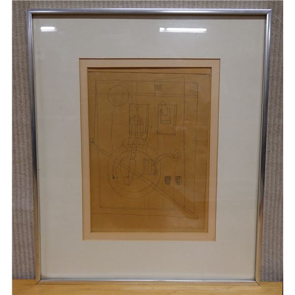 Vintage Sketch Artwork 16" x 19", Framed & Matted