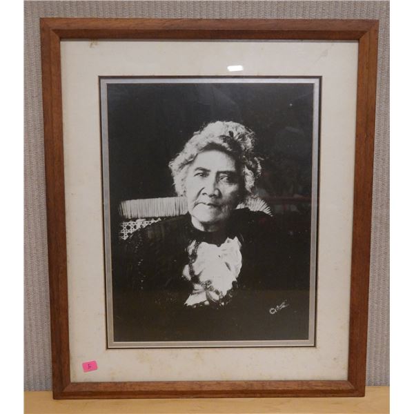 Photographic Image of Queen Liliuokalani, Copyrighted by Artist 17" x 20", Framed & Matted
