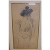 Image 2 : Female Image Sketch by Sheridan (?) 16" x 24", Framed & Matted