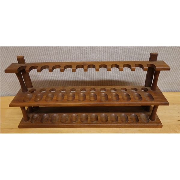 Wooden  24-Slot Tobacco Pipe Stand 21" x 4.5" x 9"H