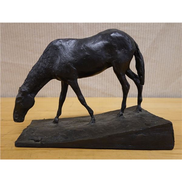 Grazing Horse Figurine on Base Marked OMMA 9" x 5.5" x 3.5"H