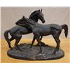 Image 1 : Two Horse Sculpture "L'Accolade" (The Embrace) Modeled After French Sculptor Pierre-Jules Mêne 21" x
