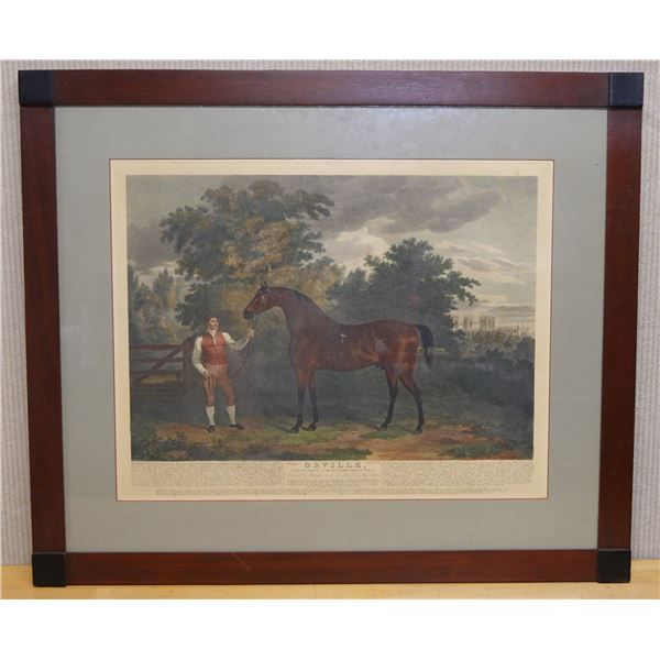 Man & Horse Artwork Titled Orville w/ Bio 36" x 31", Framed & Matted
