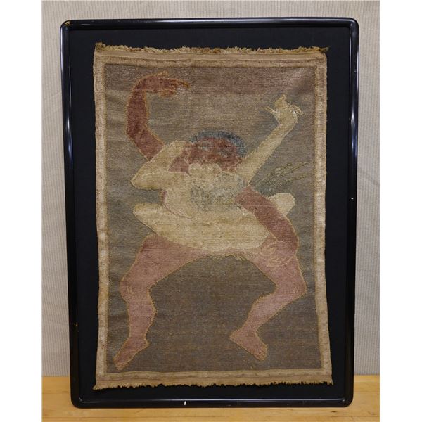 Abstract Figure Mixed Media Tapestry Artwork 34" x 45", Framed