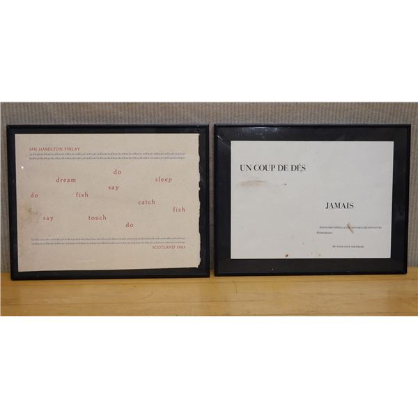 Qty 2 Framed Artworks 17" x 14":  Un Coup De Des Jamais & Ian Hamilton Finlay Scotland 1963