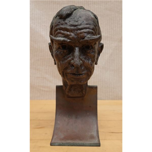 Bust of a Man Sculpture on Base Marked SW 82,  4" x 6" x 11"H