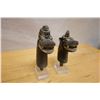 Image 2 : Qty 2 Carved Guardian Animal Sculptures on Bases 8"-8.5"H