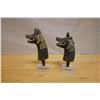 Image 4 : Qty 2 Carved Guardian Animal Sculptures on Bases 8"-8.5"H