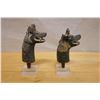 Image 5 : Qty 2 Carved Guardian Animal Sculptures on Bases 8"-8.5"H