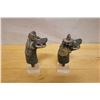 Image 6 : Qty 2 Carved Guardian Animal Sculptures on Bases 8"-8.5"H